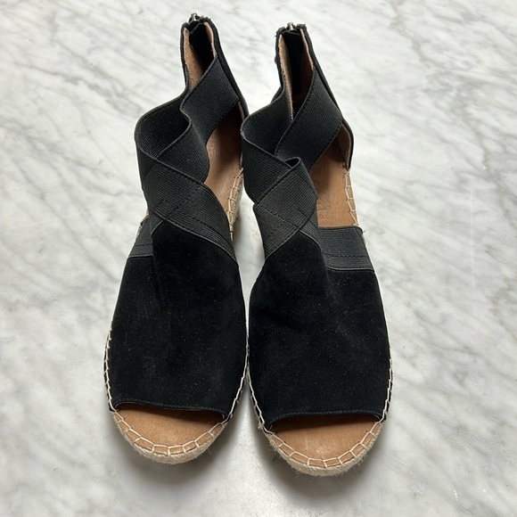 Gentle Souls NWOT Black Suede Espadrille Wedge Sandal Size 9 - Picture 1 of 10